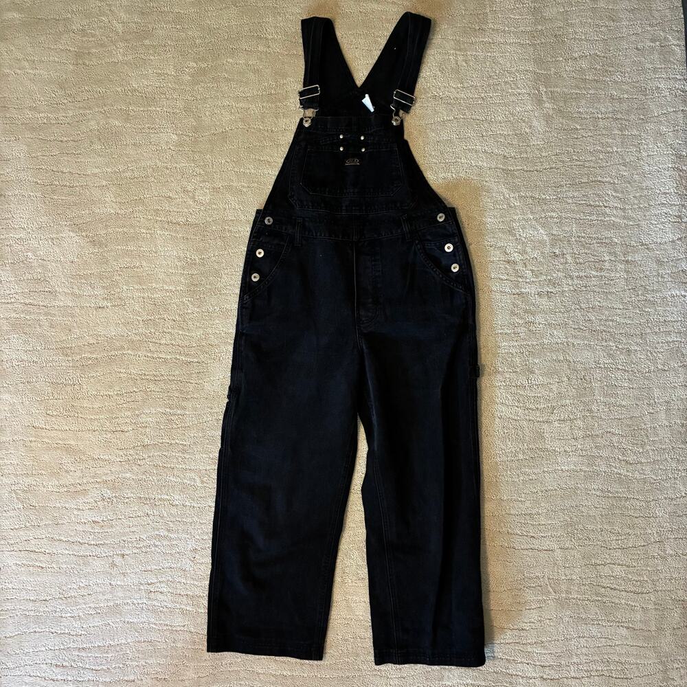 Vintage 90s Jordache M 7/9 Women Black Denim Overall Bibs Indie Sleaze Utility